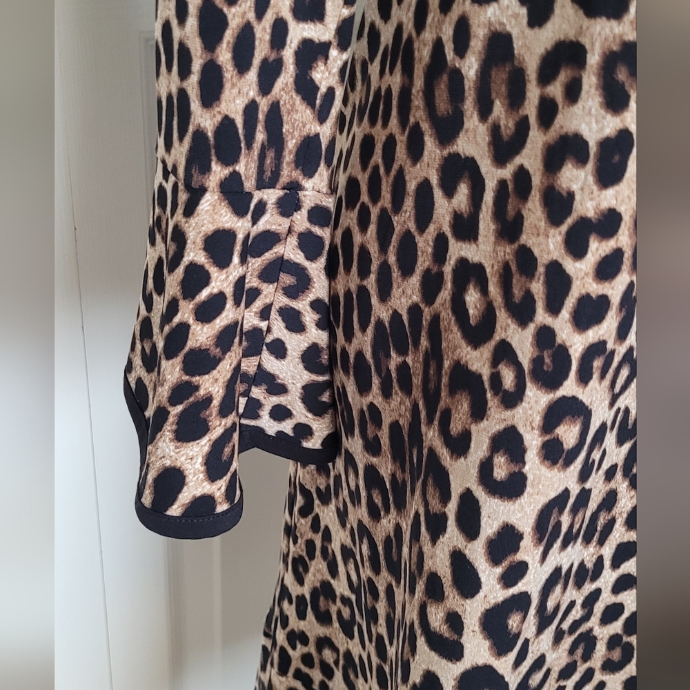 Michael Kors Women’s Long Sleeve Knee Length Leopard Print Dress Size Large - Picture 2 of 7